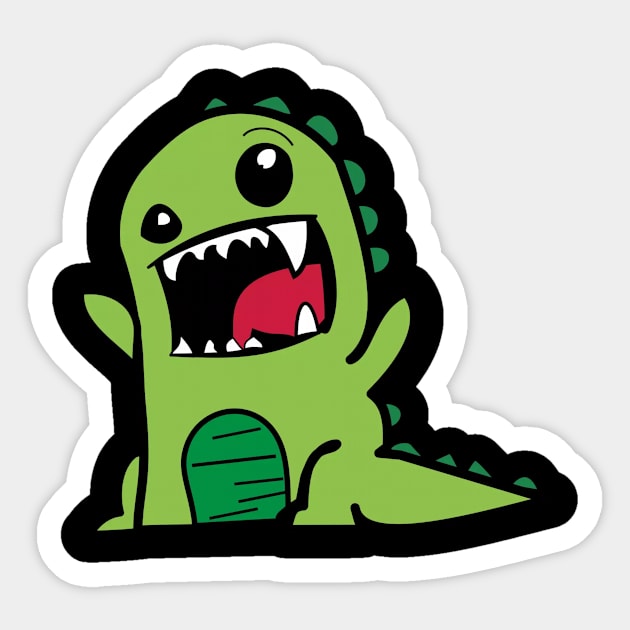 Cheerful Dino Delight Sticker by Pieartscreation